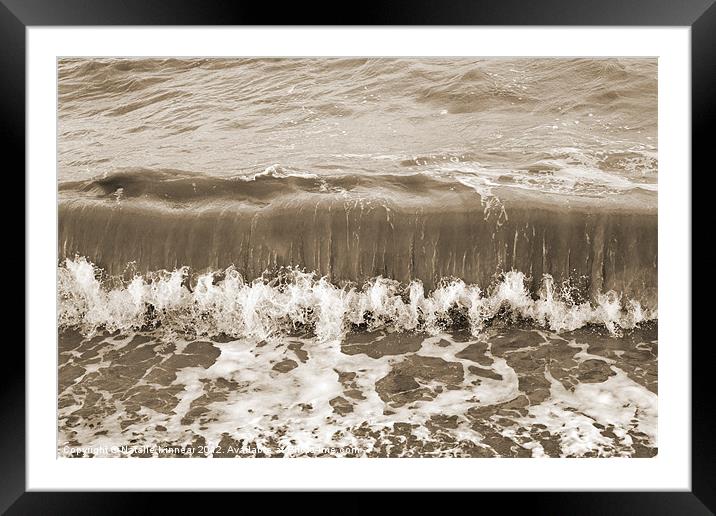 Sea and Rolling Wave in Sepia Framed Mounted Print by Natalie Kinnear