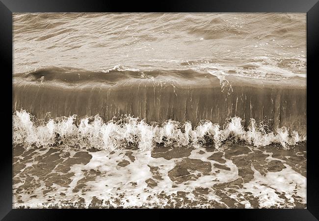 Sea and Rolling Wave in Sepia Framed Print by Natalie Kinnear