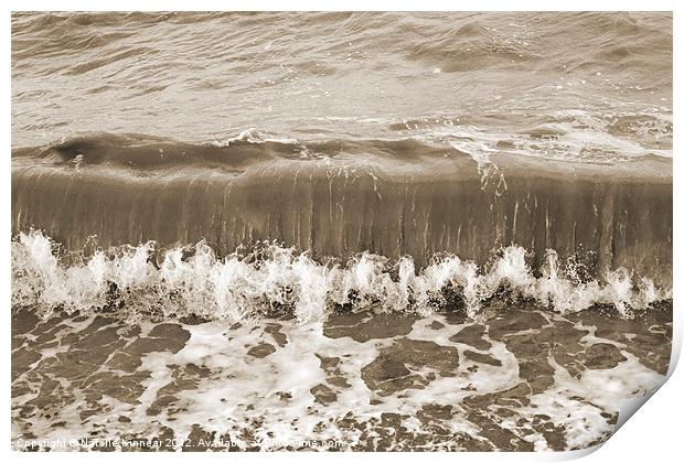 Sea and Rolling Wave in Sepia Print by Natalie Kinnear