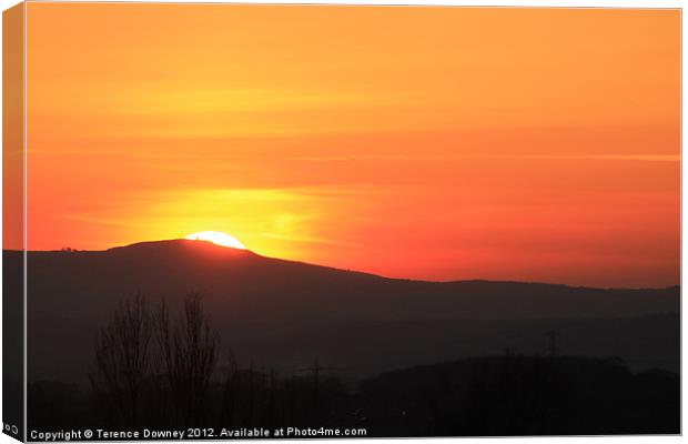 Sunset over Malvern Canvas Print by Terence Downey