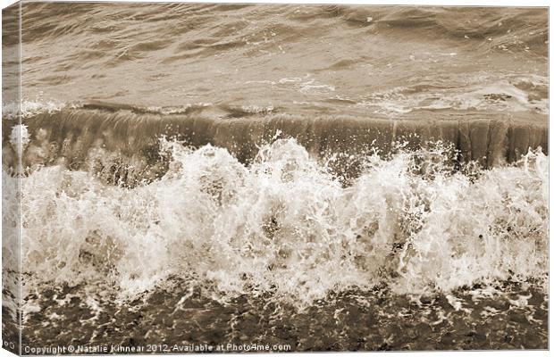 Sea and Breaking Wave in Sepia Canvas Print by Natalie Kinnear