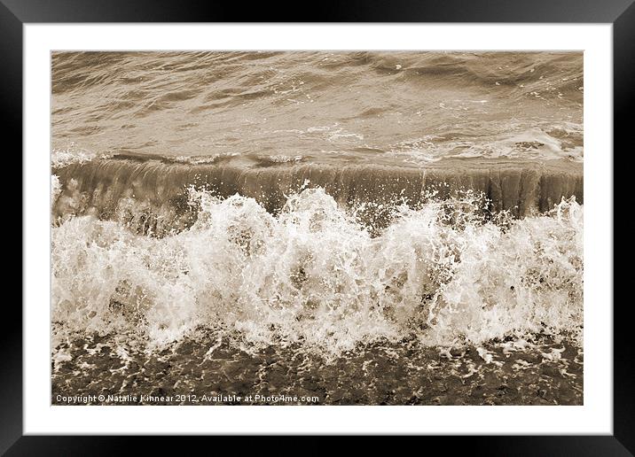 Sea and Breaking Wave in Sepia Framed Mounted Print by Natalie Kinnear