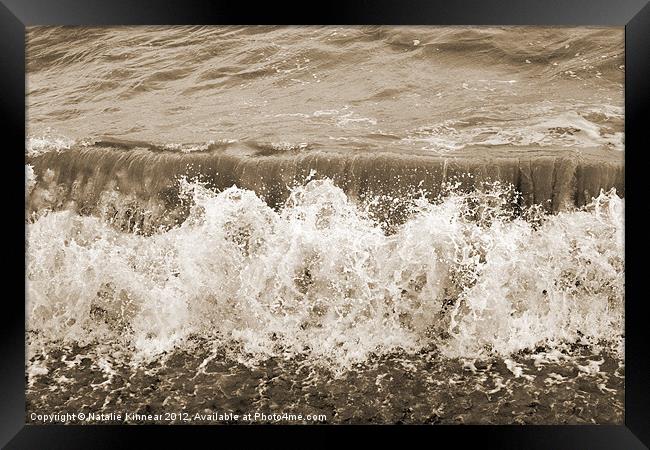 Sea and Breaking Wave in Sepia Framed Print by Natalie Kinnear