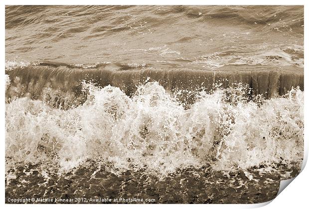 Sea and Breaking Wave in Sepia Print by Natalie Kinnear