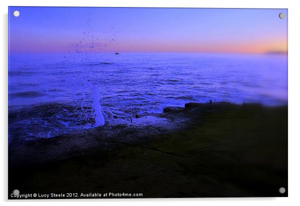 Splash Point Sunset Acrylic by Lucy Steele
