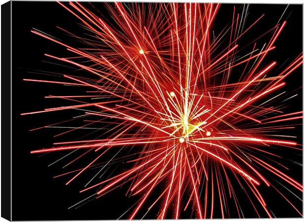 Red Firework Canvas Print by Lucy Steele
