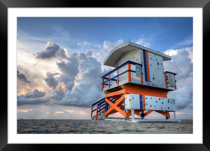 Miami LifeGuard Tower 5 Framed Mounted Print by Martin Williams
