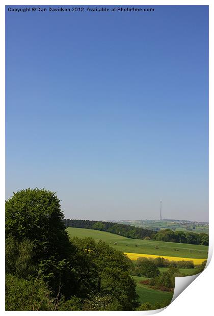 View to Emley Moor Print by Dan Davidson