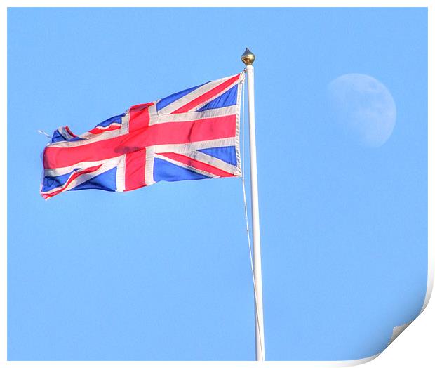 The Flag and Moon Print by Gillian Oprey