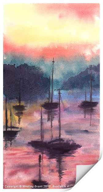 Purple Harbour Print by Westley Grant