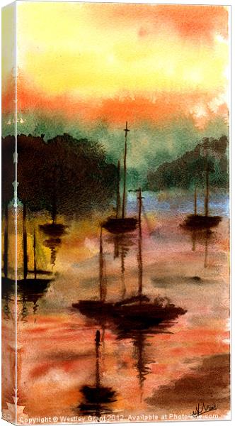 Sun Set Harbour Canvas Print by Westley Grant