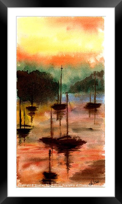 Sun Set Harbour Framed Mounted Print by Westley Grant
