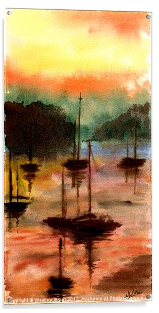 Sun Set Harbour Acrylic by Westley Grant
