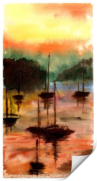 Sun Set Harbour Print by Westley Grant