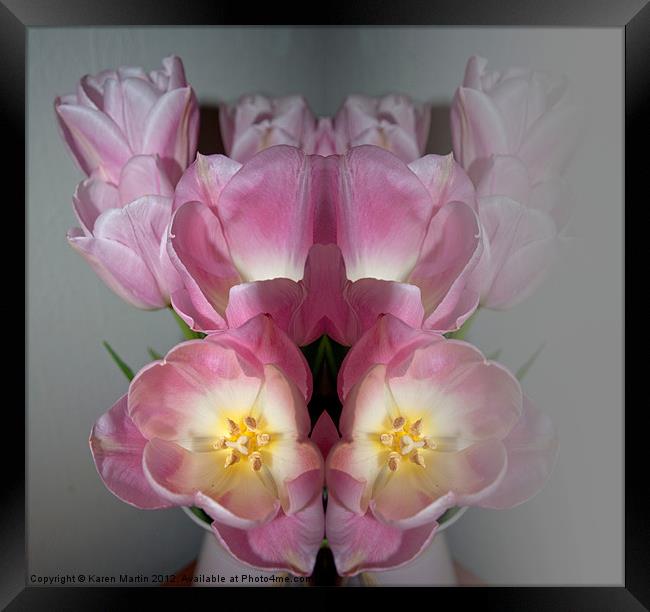 Reflected Tulips Framed Print by Karen Martin