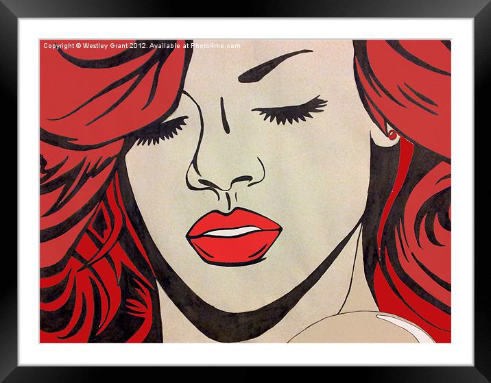 Rihanna Red Framed Mounted Print by Westley Grant