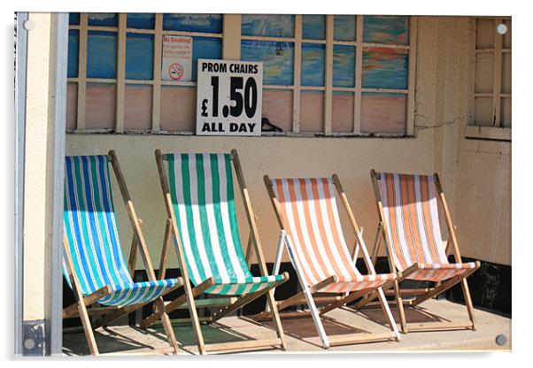 vacant deckchairs awaiting occupation Acrylic by dennis brown
