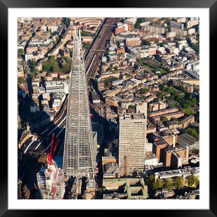 Shard London aerial view Framed Mounted Print by Gary Eason