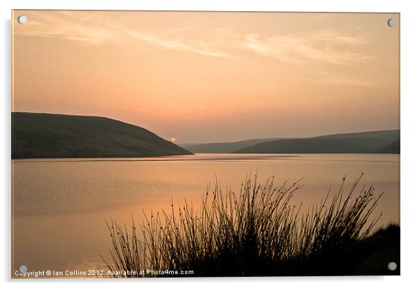 Sunset over the Claerwen reservoir Acrylic by Ian Collins