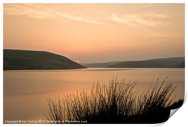 Sunset over the Claerwen reservoir Print by Ian Collins