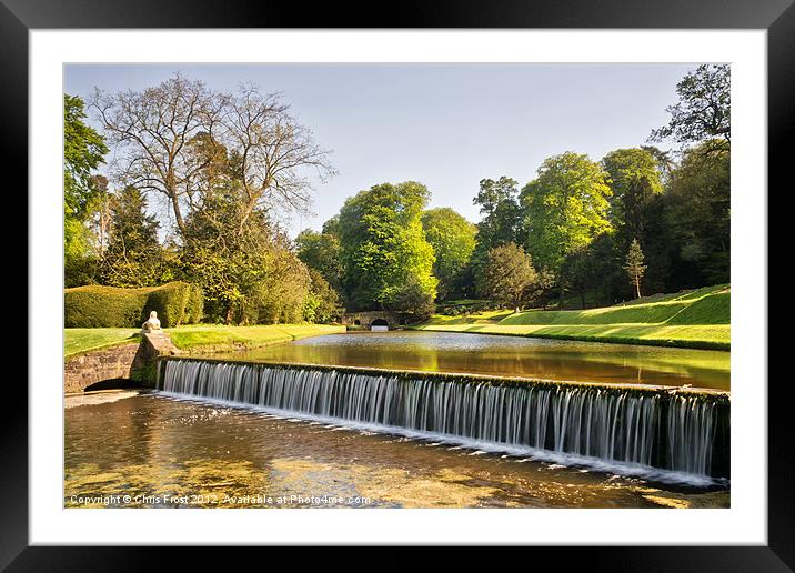 Fountains Abbey Cascade Framed Mounted Print by Chris Frost
