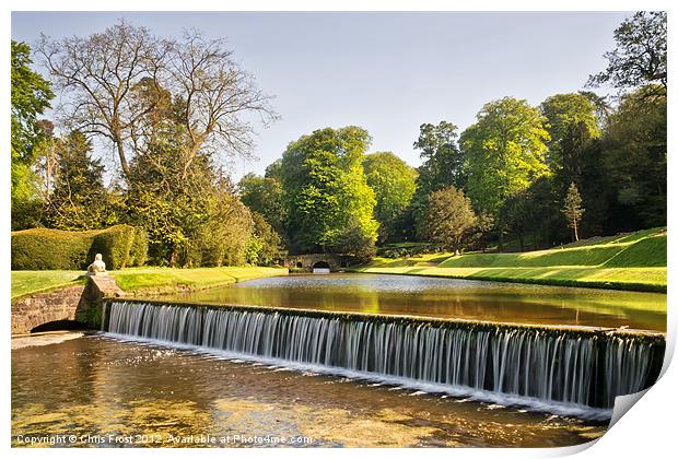 Fountains Abbey Cascade Print by Chris Frost