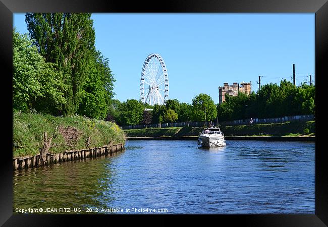 York Wheel and The River Ouze Framed Print by JEAN FITZHUGH