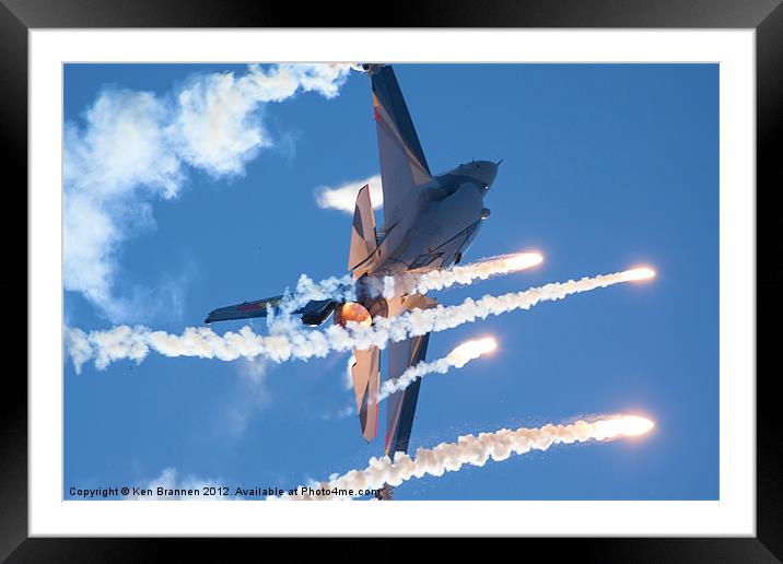 F16 firing flares Framed Mounted Print by Oxon Images