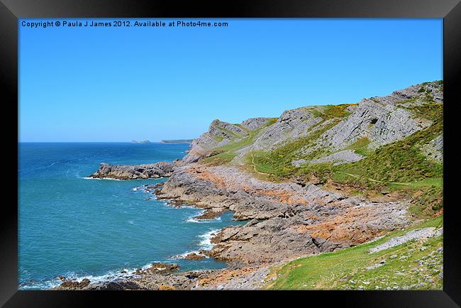 Worm's Head in the Distance Framed Print by Paula J James
