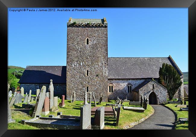 St Cenydd's Church, Llangennith Framed Print by Paula J James
