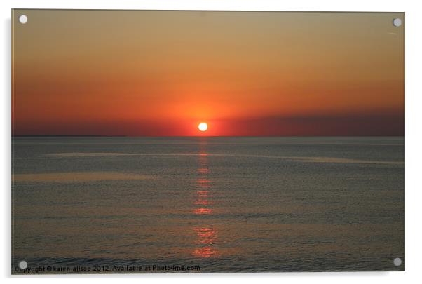 Sunset at Westward Ho! Acrylic by karen allsop