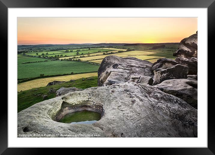 Almscliffe Crag Sundown Framed Mounted Print by Chris Frost