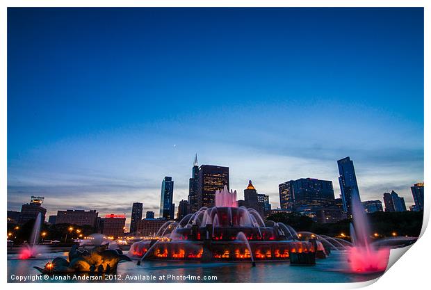 Buckingham Fountain at Sunset Print by Jonah Anderson Photography