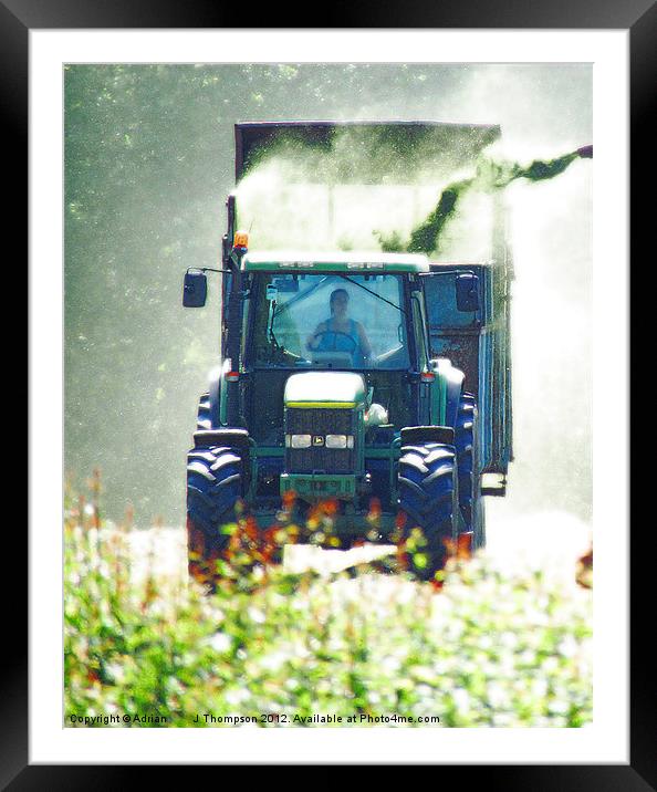 A Girl And Her Tractor Framed Mounted Print by Adrian        J Thompson
