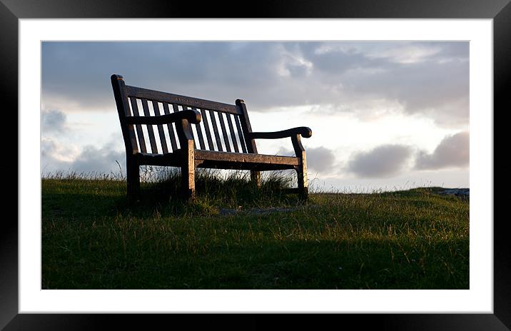 Bench at Sunset Framed Mounted Print by Helen Northcott