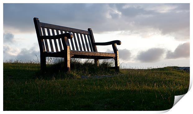 Bench at Sunset Print by Helen Northcott