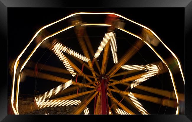 Ferris Wheel at Night Framed Print by Helen Northcott