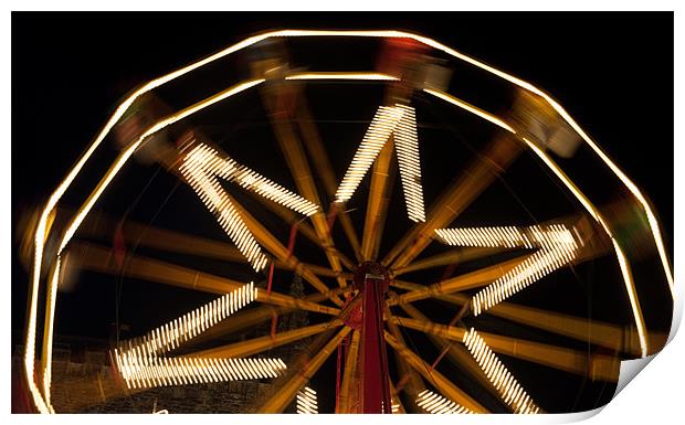 Ferris Wheel at Night Print by Helen Northcott