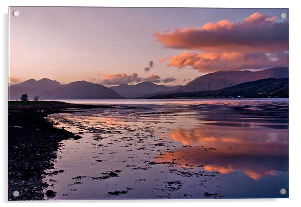 November Sunset Loch Leven Acrylic by Jacqi Elmslie
