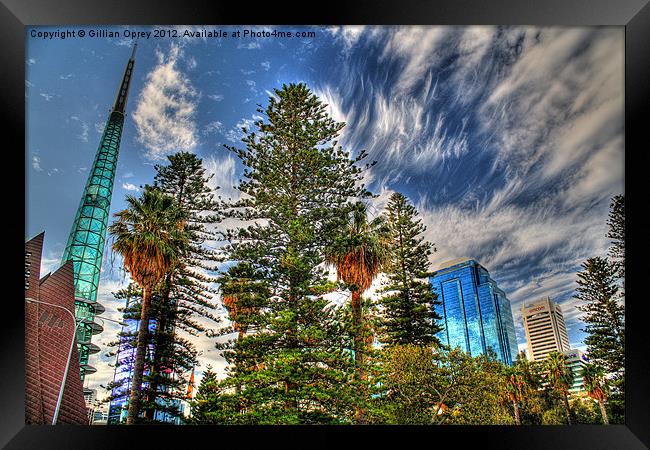 Perth WA Skyline Framed Print by Gillian Oprey