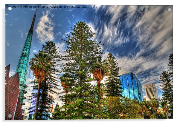 Perth WA Skyline Acrylic by Gillian Oprey