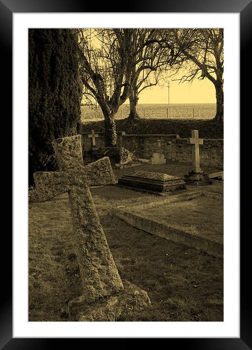 Sepia Graveyard Framed Mounted Print by Adrian Wilkins
