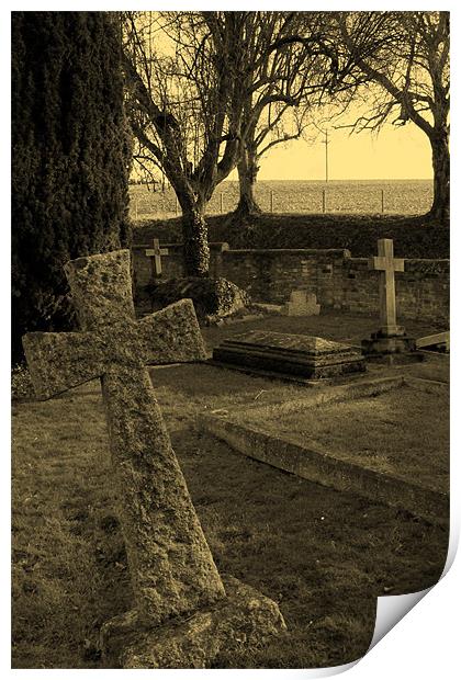 Sepia Graveyard Print by Adrian Wilkins