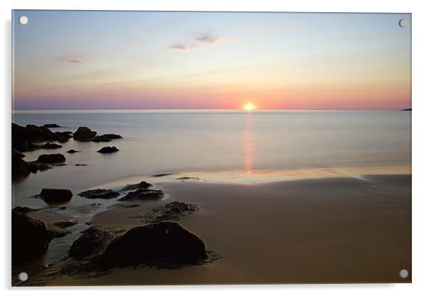 Sunset Killantringan Bay near Portpatrick Scotland Acrylic by Derek Beattie