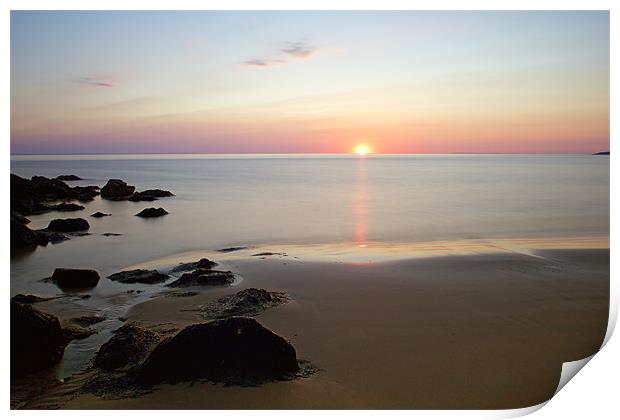 Sunset Killantringan Bay near Portpatrick Scotland Print by Derek Beattie