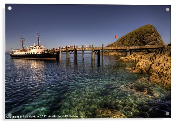 The MV Oldenburg at Lundy Island Acrylic by Rob Hawkins