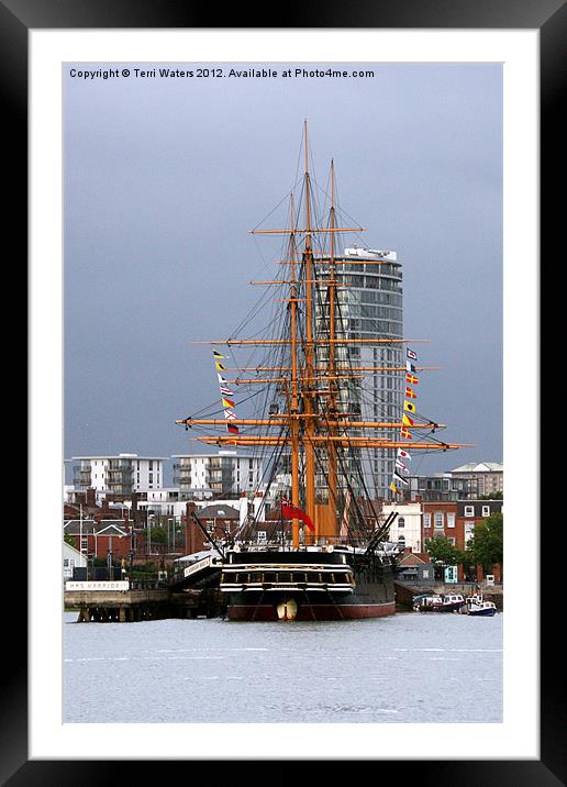 H.M.S.Warrior in Portsmouth Framed Mounted Print by Terri Waters