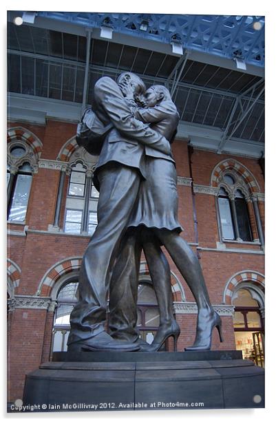 Saint Pancras Station Kissing Couple Acrylic by Iain McGillivray