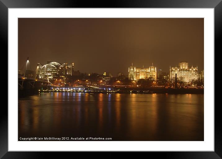 Victoria Embankment at Night Framed Mounted Print by Iain McGillivray