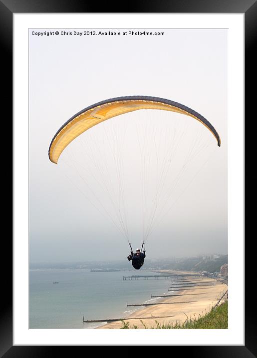 Paraglider Framed Mounted Print by Chris Day